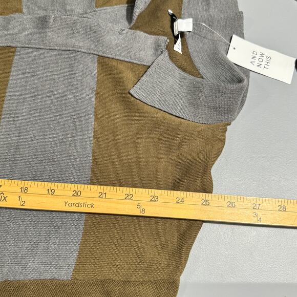 And Now This Mens Sweater Size Small Gray Green Striped Pullover Knit Collared - Picture 9 of 10